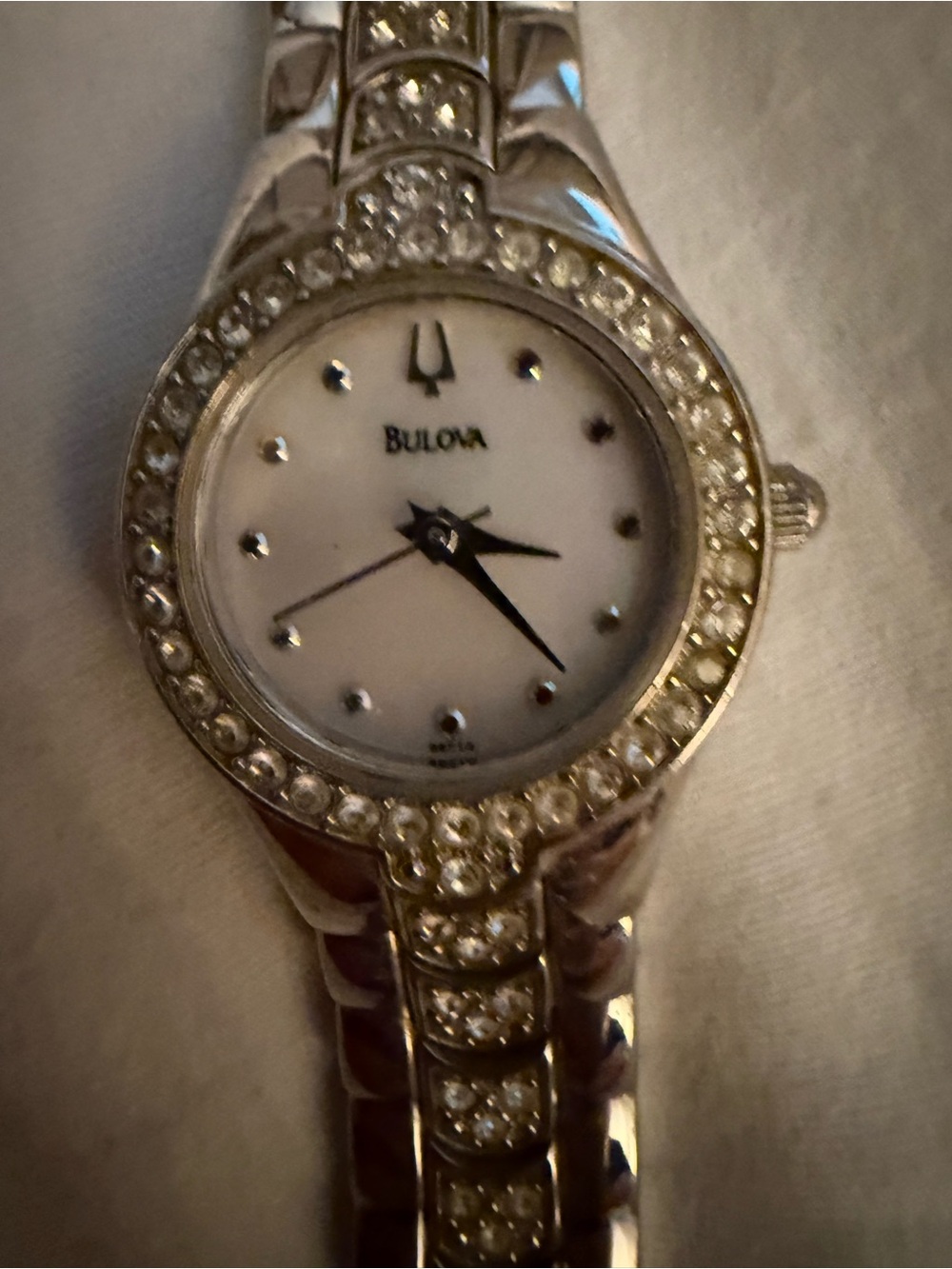 Bulova Women’s Silver Crystal Accent Bracelet Watch - White Dial